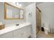Bathroom featuring a vanity with a large mirror, a toilet, and a shower with gold framed glass doors at 113 Trotter Trail, Georgetown, SC 29440
