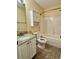 This bathroom features a sink with granite countertops, a toilet and a shower/tub combo at 118 Retreat Pl., Little River, SC 29566
