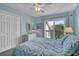 Bright bedroom with balcony, white furnishings, and blue walls at 1912 Goose Creek Rd. Sw # 4302, Ocean Isle Beach, NC 28469