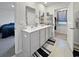 Modern bathroom with double vanity, quartz countertop, and separate rooms at 2230 Ainsley Dr., Little River, SC 29566