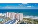 Aerial view of beachfront condo building near the ocean and beach at 2801 S Ocean Blvd. # 538, North Myrtle Beach, SC 29582