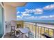 This balcony offers seating to enjoy ocean views at 2801 S Ocean Blvd. # 538, North Myrtle Beach, SC 29582