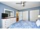 This bedroom features gray walls, white trim, white closet doors, and a dresser at 3105 Robyn Ct., Little River, SC 29566