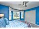This bedroom has a ceiling fan, a large bay window, and and closet at 3105 Robyn Ct., Little River, SC 29566