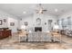 Bright living room features a fireplace, vaulted ceilings, lots of light, and stylish decor at 364 Palm Lakes Blvd., Little River, SC 29566