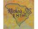 Vibrant mural showing the shape of South Carolina and celebrating the Town of Nichols, SC, established in 1896 at 401 S Nichols St., Nichols, SC 29581