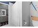Bathroom featuring a patterned shower curtain and nautical-themed décor at 4826 Keel Ct., Myrtle Beach, SC 29579