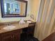Granite countertop vanity with mirror for your getting ready pleasure at 5300 N Ocean Blvd. # 306, Myrtle Beach, SC 29577