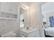 The bathroom features a white vanity with access to the bedroom at 5750 Oyster Catcher Dr. # 822, North Myrtle Beach, SC 29582