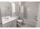 Clean bathroom featuring a shower-tub combo and a white vanity at 6203 Catalina Dr. # 1333, North Myrtle Beach, SC 29582