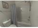 Bathroom featuring a shower-tub combination with striped shower curtain at 6203 Catalina Dr. # 1333, North Myrtle Beach, SC 29582