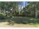 Spacious backyard with mature trees, lush greenery, and ample lawn space at 77 Redwing Ct., Pawleys Island, SC 29585