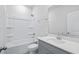 Clean bathroom with tub-shower combination and a modern vanity at 8253 Vibrant Loop, Longs, SC 29568