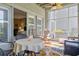 Screened porch with ceiling fan and table at 1221 Tidewater Dr. # 2112, North Myrtle Beach, SC 29582