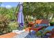 Cozy back deck featuring an umbrella, wood patio furniture, and lush landscaping providing a relaxing outdoor space at 1609 Bridgebrook Ln., Conway, SC 29527