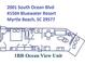 Floor plan showing the layout of the 1BR ocean view unit at Bluewater Resort at 2001 S Ocean Blvd. # 1504, Myrtle Beach, SC 29577