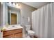 Bathroom with wood vanity and shower/tub combo at 205 Threshing Way # 1052, Myrtle Beach, SC 29579