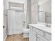 Clean bathroom featuring a shower-tub combination, a single sink vanity, and tile floors for a modern aesthetic at 232 Je Edward Dr. # 19, Myrtle Beach, SC 29588