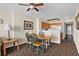 Dining area next to the kitchen with seating for four and ceiling fan at 2500 N Ocean Blvd. # 601, Myrtle Beach, SC 29577