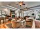 Elegant living room featuring coffered ceilings, a fireplace, and hardwood floors at 2790 Fowler Rd., Loris, SC 29569