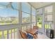 Relaxing patio with a table and chairs enclosed by screened windows, offers a tranquil space with neighborhood views at 3104 Sweetwater Blvd. # 3104, Murrells Inlet, SC 29576