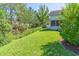 Well-maintained backyard featuring manicured lawn and mature trees, perfect for enjoying the outdoors at 359 Harbour Reef Dr., Myrtle Beach, SC 29588