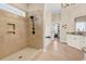 Bathroom featuring a large shower with tile flooring and neutral paint, a shower and tub at 3736 Kingsley Dr., Myrtle Beach, SC 29588