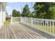 Back deck featuring wood planks, white railing, and view of the yard and water at 417 Grain Field Dr., Georgetown, SC 29440
