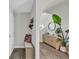 Bright foyer featuring a wood-look floor, decor, and a patterned accent wall at 4501 Farm Lake Dr., Myrtle Beach, SC 29579