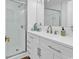 Clean bathroom featuring a modern vanity, glass shower, and granite countertops at 514 6Th Ave. S, Surfside Beach, SC 29575