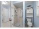 Bathroom features a glass enclosed shower and a cabinet with a toilet at 578 Circle Dr., Myrtle Beach, SC 29575