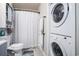 This bathroom offers a shower and washer dryer hookups for added convenience at 1460 Blue Tree Ct. # E, Myrtle Beach, SC 29588