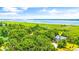 Stunning aerial view of a home nestled among lush greenery, with a waterfront view in the background at 21 Whitehall Ave., Georgetown, SC 29440