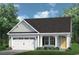Charming single-Gathering home with a white garage, siding, black roof, and a welcoming yellow front door at 2219 Flatleaf Ct, Longs, SC 29568
