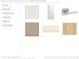 Selection of interior finishes, including wall paint, flooring, carpet, and door hardware samples at 2408 Hillbourne Loop, North Myrtle Beach, SC 29582