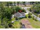 Aerial view of a well-situated home with landscaped yard, patio and mature trees in a desirable neighborhood at 4 Clemson Rd., Conway, SC 29526