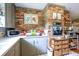 Classic kitchen design with gray cabinets, modern appliances, and exposed brickwork for rustic charm at 404 13Th Ave. S, Myrtle Beach, SC 29577