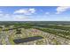 Panoramic aerial shot of a residential neighborhood featuring a community pond and lush green surroundings at 4449 Honir Dr., Myrtle Beach, SC 29579