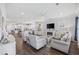 Open-concept living area with fireplace, hardwood floors, flowing seamlessly into the kitchen at 4449 Honir Dr., Myrtle Beach, SC 29579