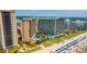 Aerial view of oceanfront resort featuring multiple pools, beach access, and modern high-rise buildings at 4800 S Ocean Blvd. # 504, North Myrtle Beach, SC 29582