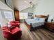 Bright bedroom featuring a vaulted ceiling, natural light and stylish furniture at 6001-1168 S Kings Hwy., Myrtle Beach, SC 29575