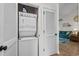 Laundry area with stacked washer and dryer units at 6015 Catalina Dr. # 534, North Myrtle Beach, SC 29582