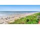 Expansive view of the beach and ocean with greenery and umbrellas at 7100 N Ocean Blvd. N # 601, Myrtle Beach, SC 29572