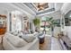 Bright and airy living room boasts a tray ceiling, large windows, and comfortable seating at 784 Caines Landing Rd., Conway, SC 29526