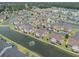 Aerial view of townhomes surrounded by a canal with a community pool and green landscape at 8855 Radcliff Dr. Nw # 53D, Calabash, NC 28467