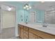 Bathroom with a double sink vanity, lots of counter space, and a large walk in shower at 8855 Radcliff Dr. Nw # 53D, Calabash, NC 28467