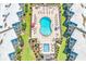 Aerial view of community pool with lots of lounge chairs and green landscaping at 9660 Shore Dr. # 208, Myrtle Beach, SC 29572