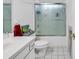Clean, updated bathroom featuring a glass enclosed shower and white sink at 156 Hummingbird Ct., Myrtle Beach, SC 29579