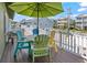 Inviting outdoor patio with colorful seating, perfect for relaxing and entertaining at 161 Easy St., Garden City Beach, SC 29576