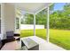 Relaxing covered patio with outdoor seating, offering a serene view of the well-maintained backyard at 1620 San Andres Ave., Little River, SC 29566